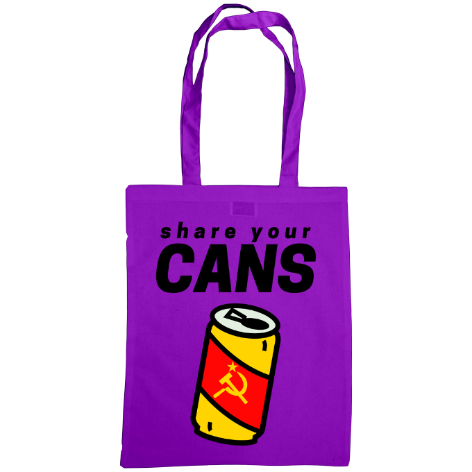 Big bag of cans with the ladsSHARE YOUR CANS tote RED THREADS